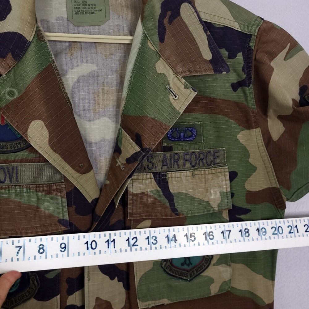 Air Force Military Button Up Jacket Wing Combat Coat Sz Small Long Camo Pockets - Picture 9 of 11